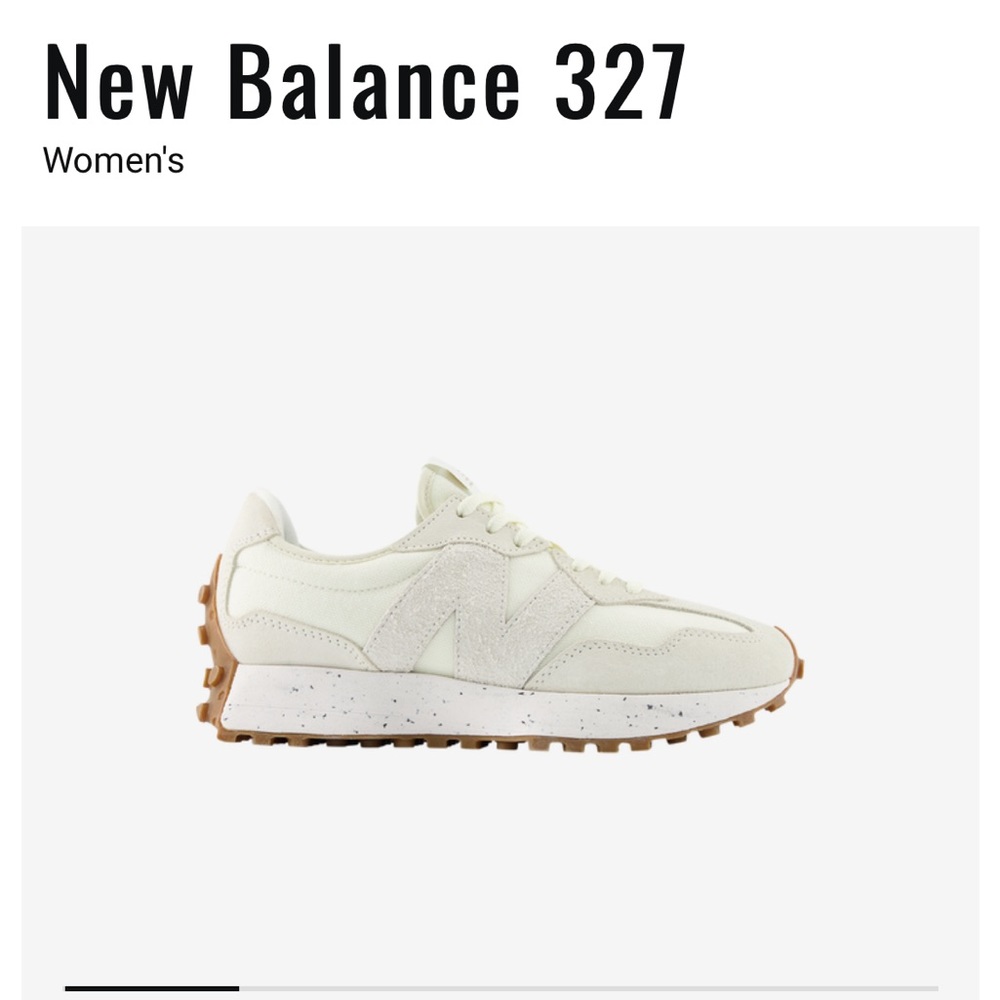New Balance 327, size 9. Turtledove / Angora